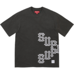 Cracked Spellout S/S Top Washed Black