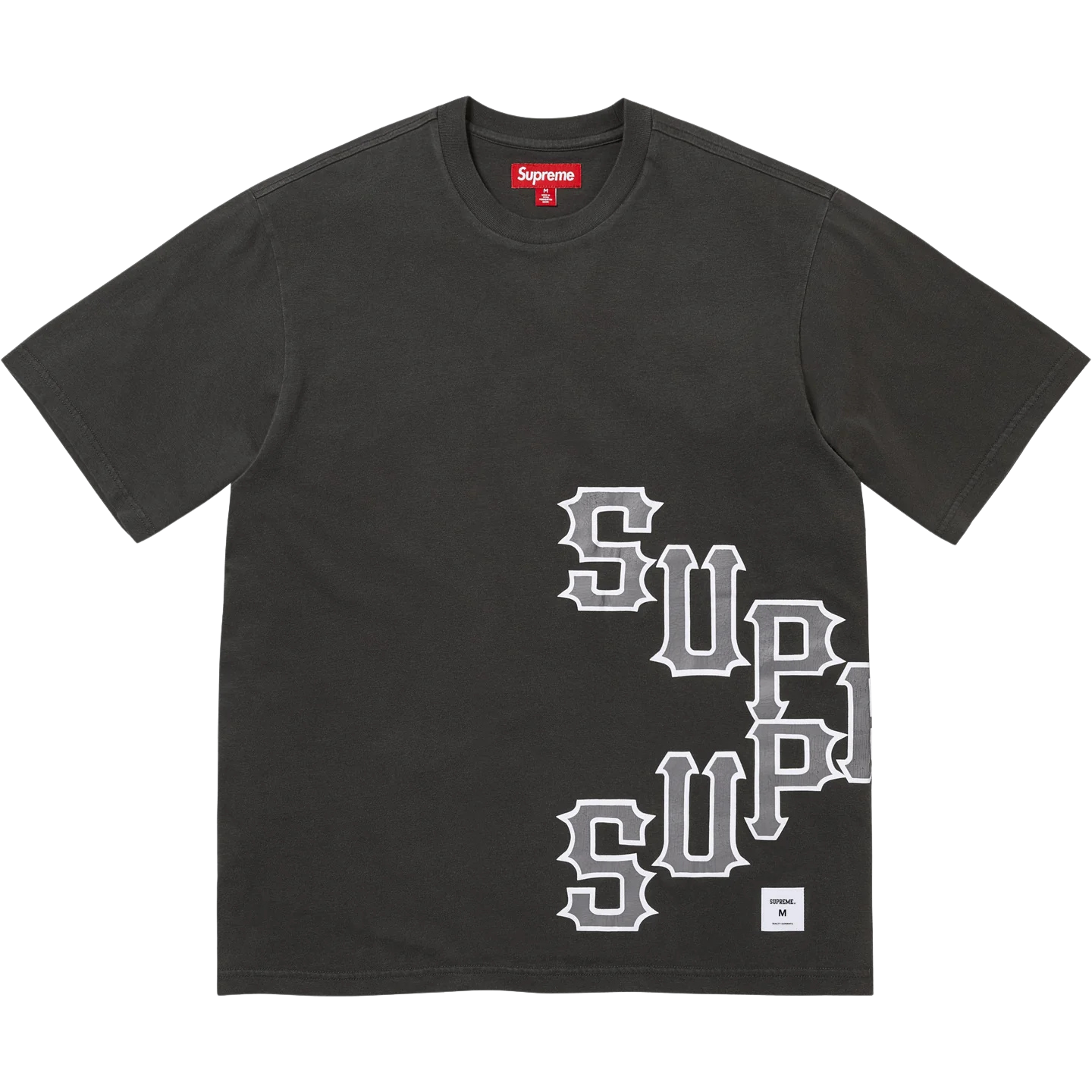 Cracked Spellout SS Top front Cracked Spellout S/S Top Washed Black - Image 1