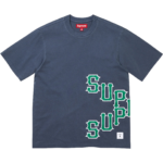 Cracked Spellout S/S Top Washed Navy