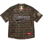Floral Jacquard Baseball Jersey Black