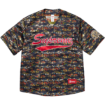 Floral Jacquard Baseball Jersey Navy