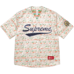Floral Jacquard Baseball Jersey White