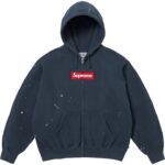 MM6 Maison Margiela Box Logo Zip Up Hooded Sweatshirt Navy