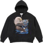 MM6 Maison Margiela Eagle Zip Up Hooded Sweatshirt Black