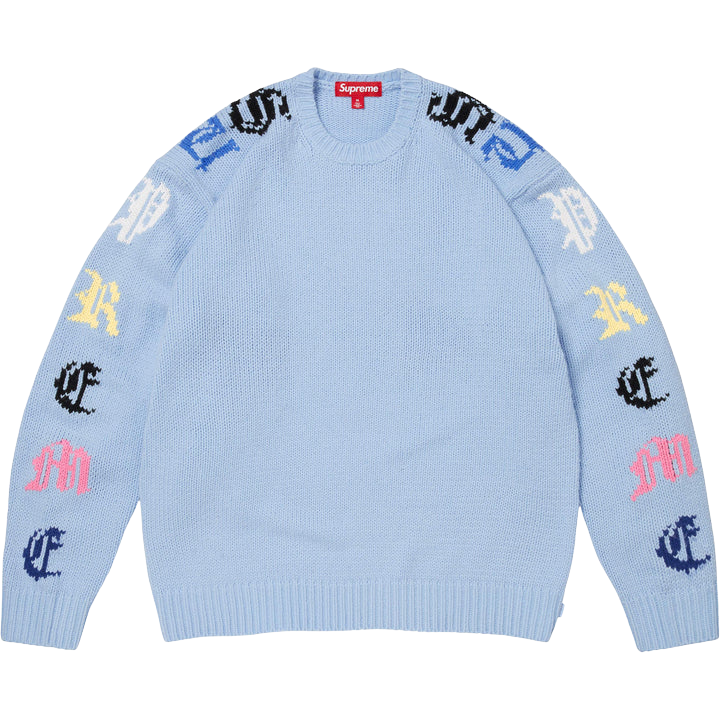Old English Sleeves Sweater Light Blue Old English Sleeves Sweater Light Blue - Image 1
