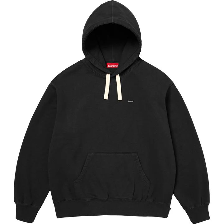 Small Box Drawcord Hooded Sweatshirt Black front Small Box Drawcord Hooded Sweatshirt Black - Image 1