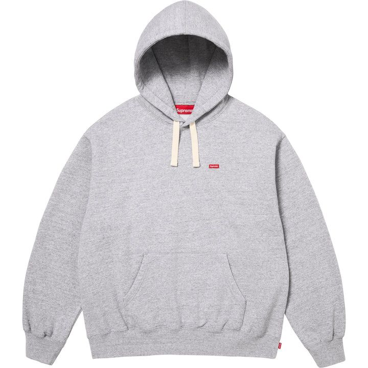 Small Box Drawcord Hooded Sweatshirt Heather Grey front Small Box Drawcord Hooded Sweatshirt Heather Grey - Image 1