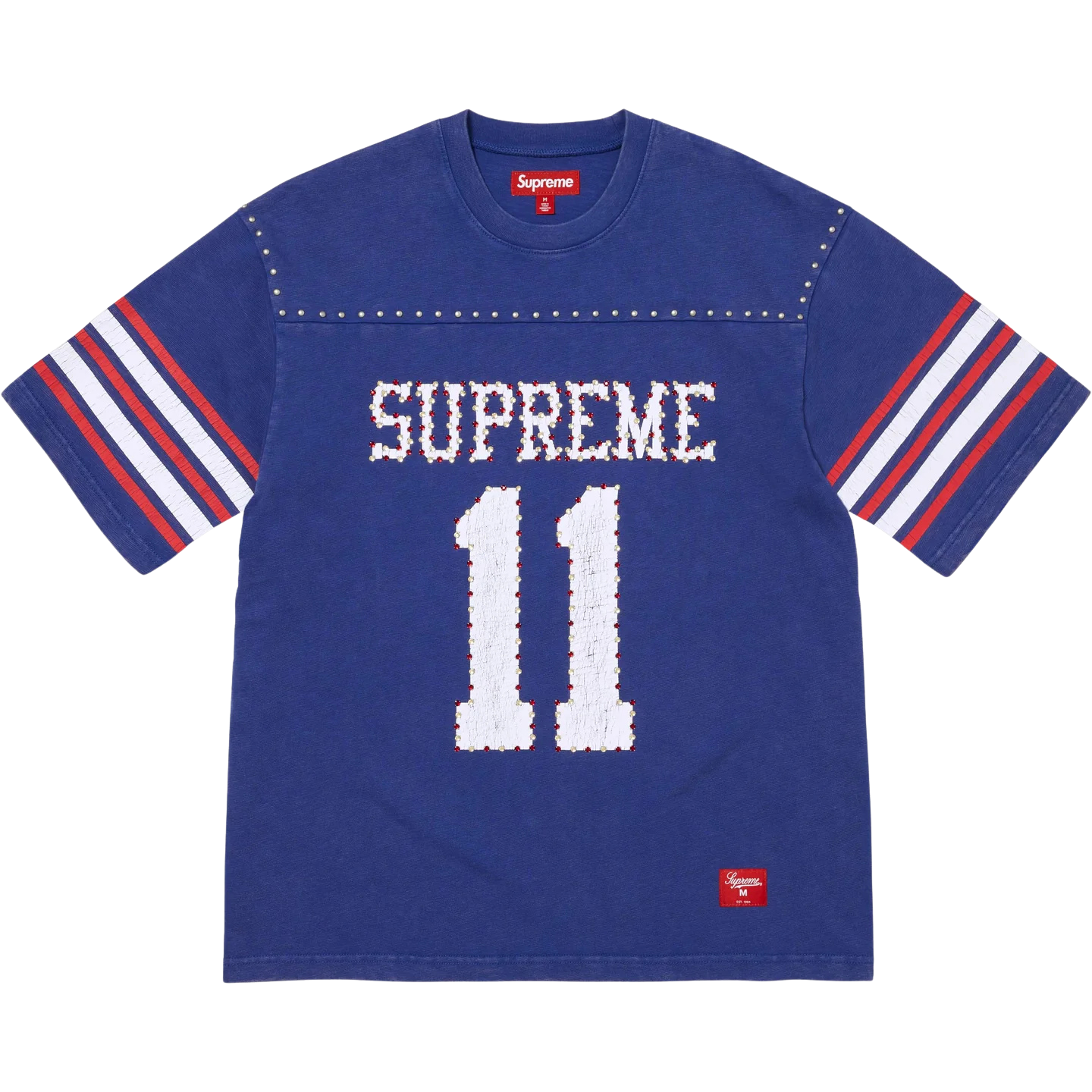 Studded SS Football Top Blue front Studded S/S Football Top Blue - Image 1