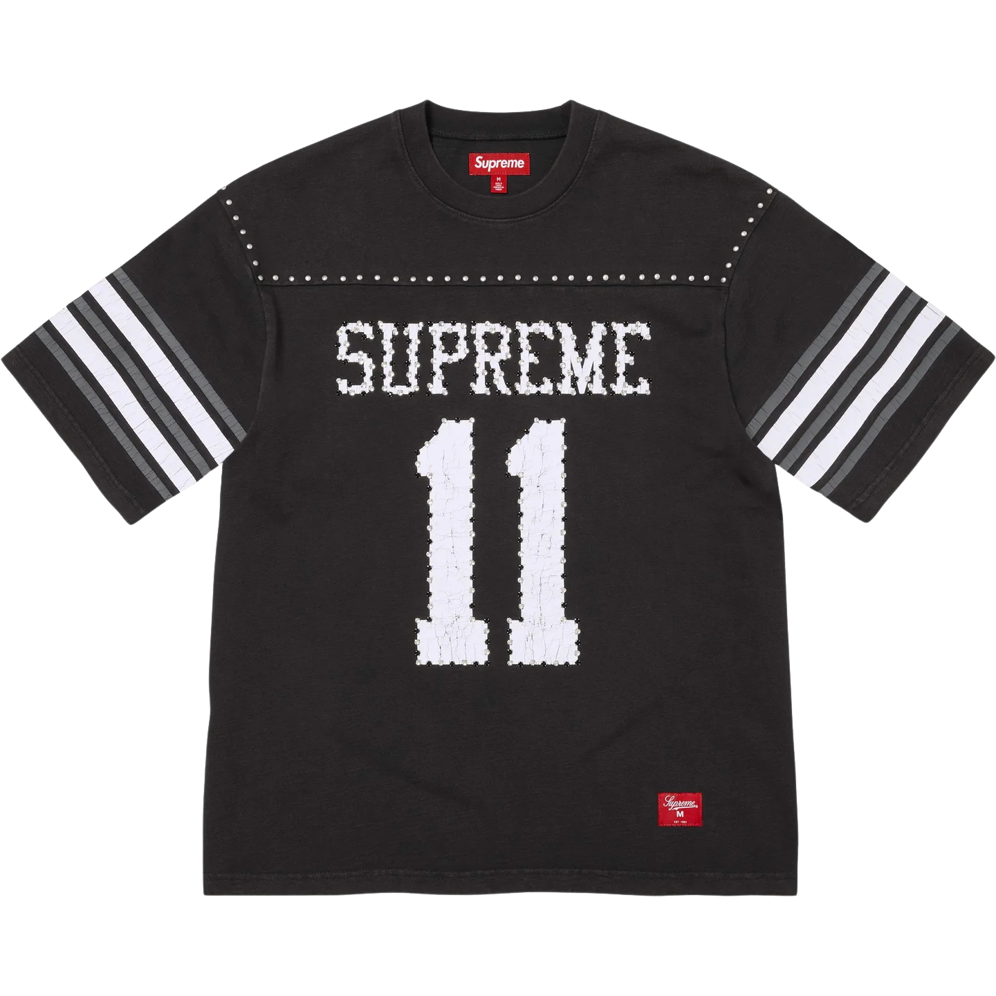 Studded SS Football Top front Studded S/S Football Top Black - Image 1