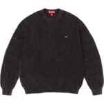 Washed Small Box Waffle Sweater Black