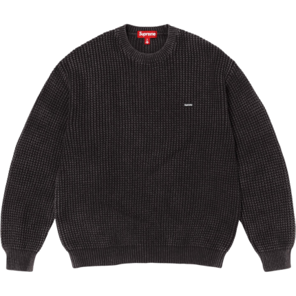 Washed Small Box Waffle Sweater Black