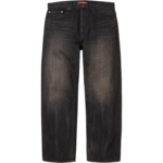 Distressed Loose Fit Selvedge Jean Washed Black